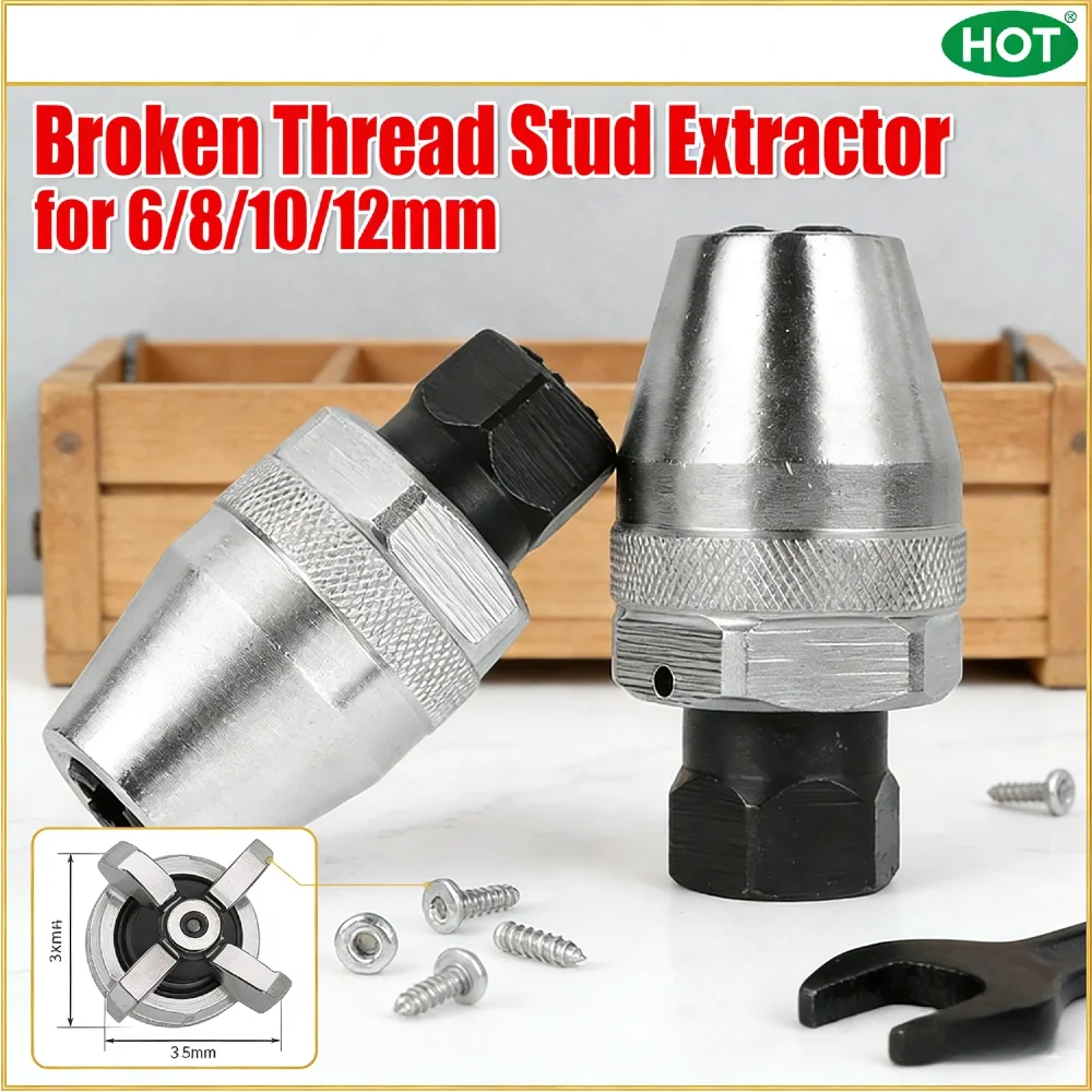

Экстрактор шпильки со сломанной резьбой 3/8 дюйма CR-V, хромированный, 3-х предметный патрон с внутренним зубом для 6-13 мм, закругленный, ржавый, поврежденный болт, удаление