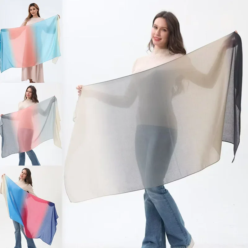 

4-Color Gradient Cotton Linen Scarf Shawl, Muslim Headscarf, Southeast Asia Middle East Best-Seller, Soft & Lightweight