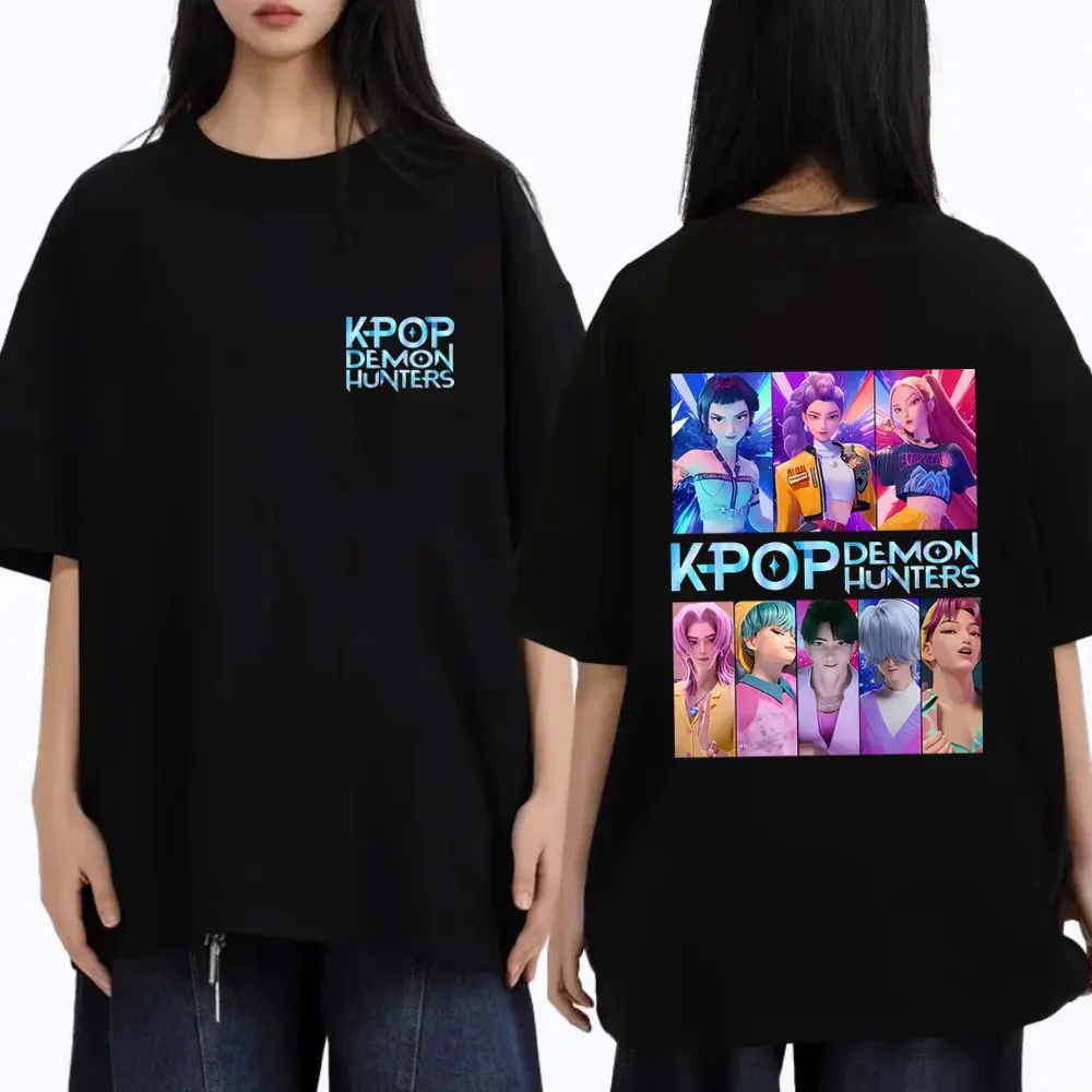 

Movie KPop Demon Hunters Graphic Print T-shirt Rumi Mira Zoey Tshirt Saja Boys T Shirts Men's Women's Fashion Trend Streetwear
