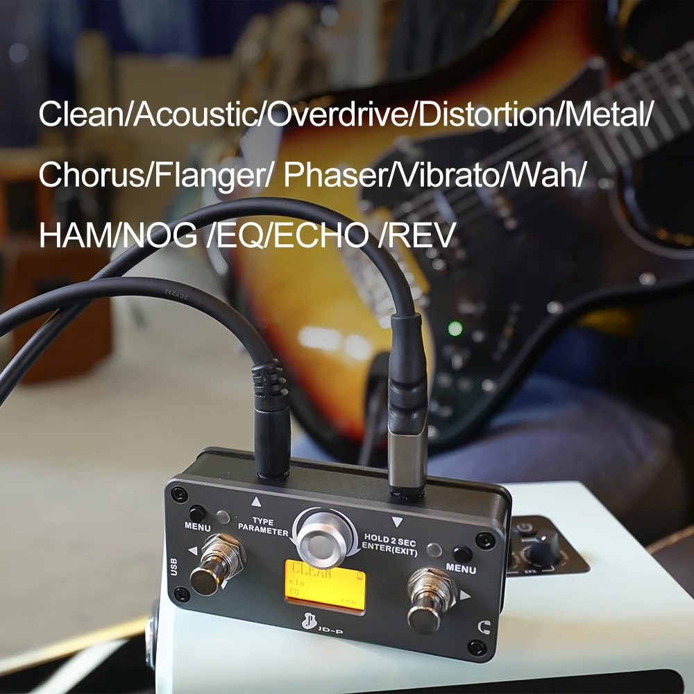 

JUSTPRO JD-P Eletrics гитарные педали с несколькими эффектами, мини-акумуляторные аксессуары для гитары с 15-эффектами Clean Overdrive EQ