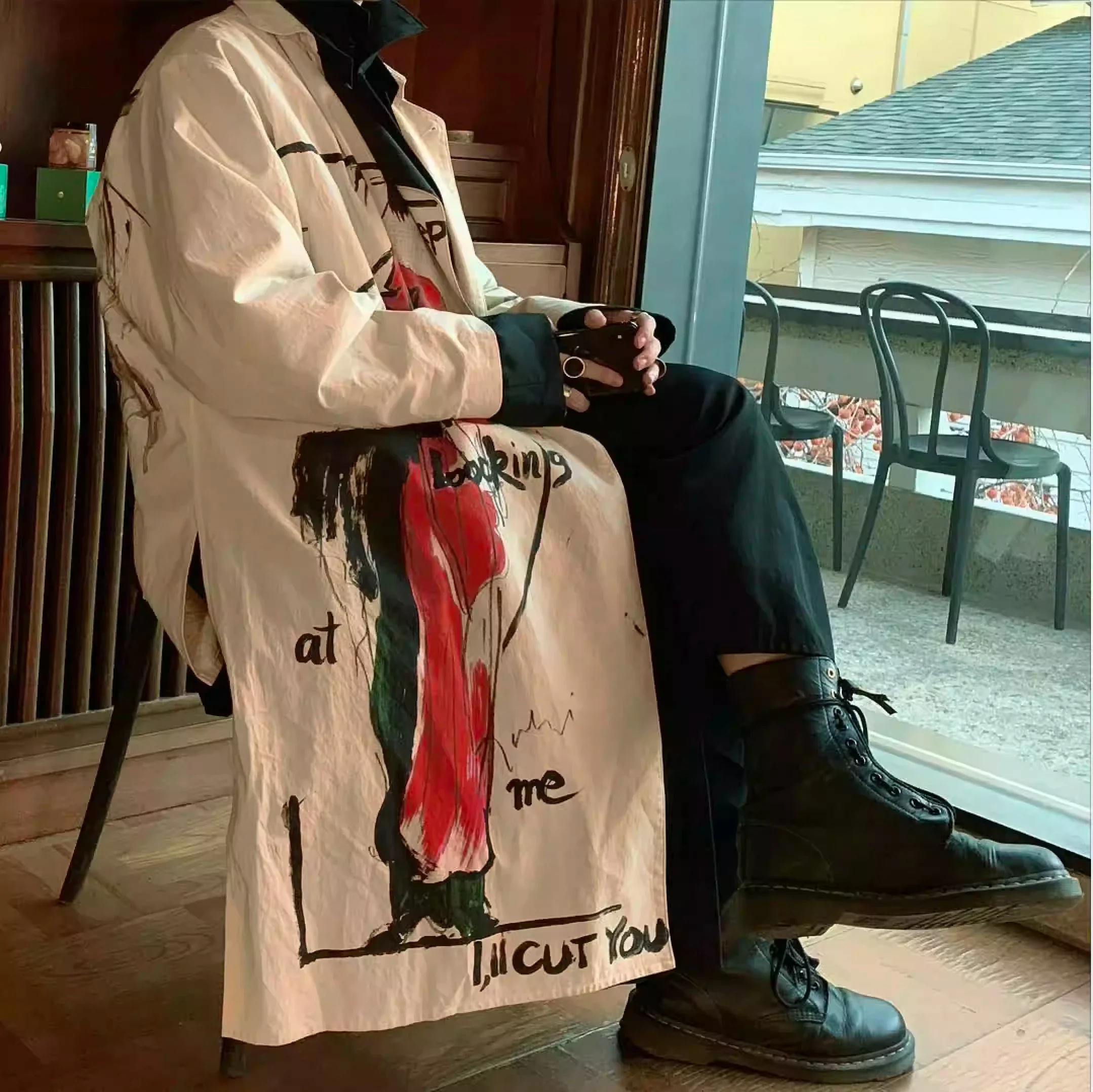 

YOJI OOAK Asakura Yuka Yamamoto белый хлопковый костюм с принтом, легкий пиджак