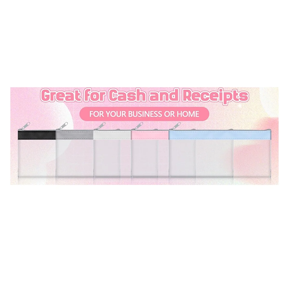 

AA8720Pack Money Bags with Zipper for Cash Clear Cash Envelopes Small Money Pouches Bank Deposit Bags Coin Bag for Collector