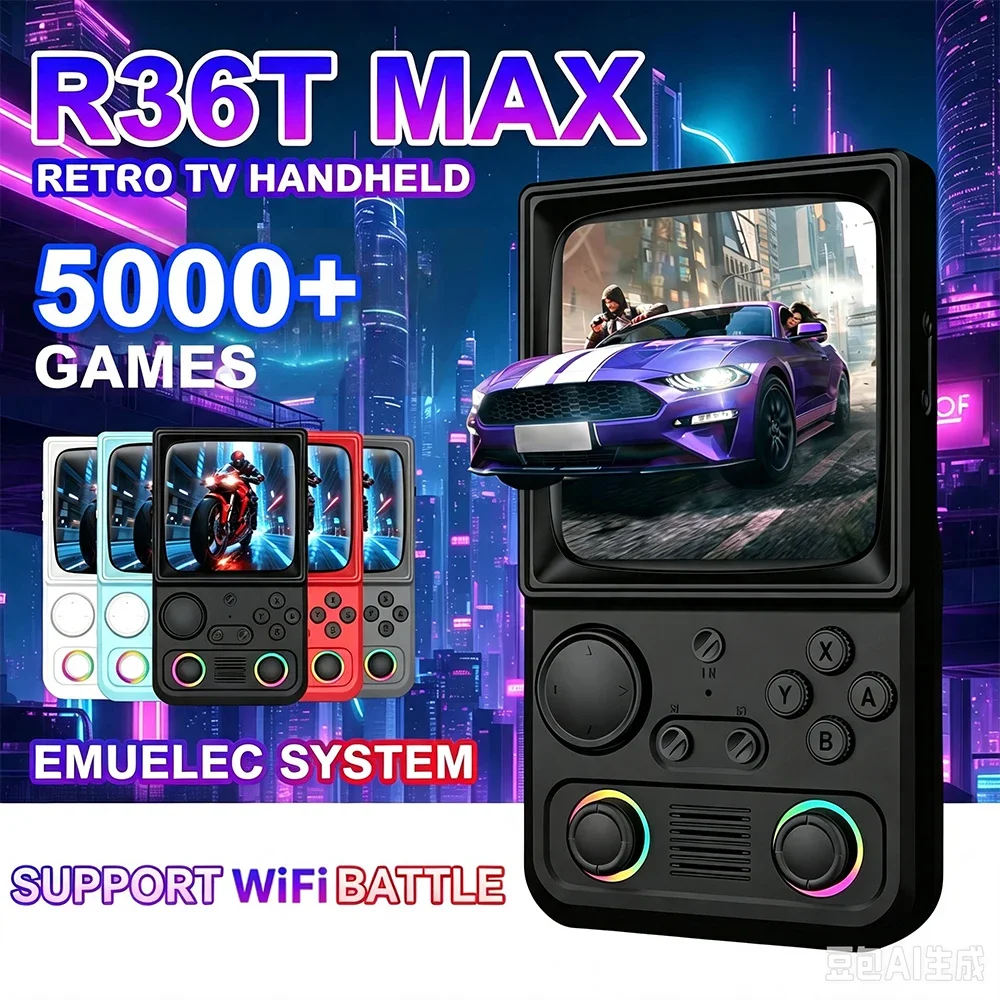 AiSLPC R40 Handheld Game Console EmuEMEC System Supports WiFi 4.0-Inch IPS Screen Portable Video Player Plug and play kids gift