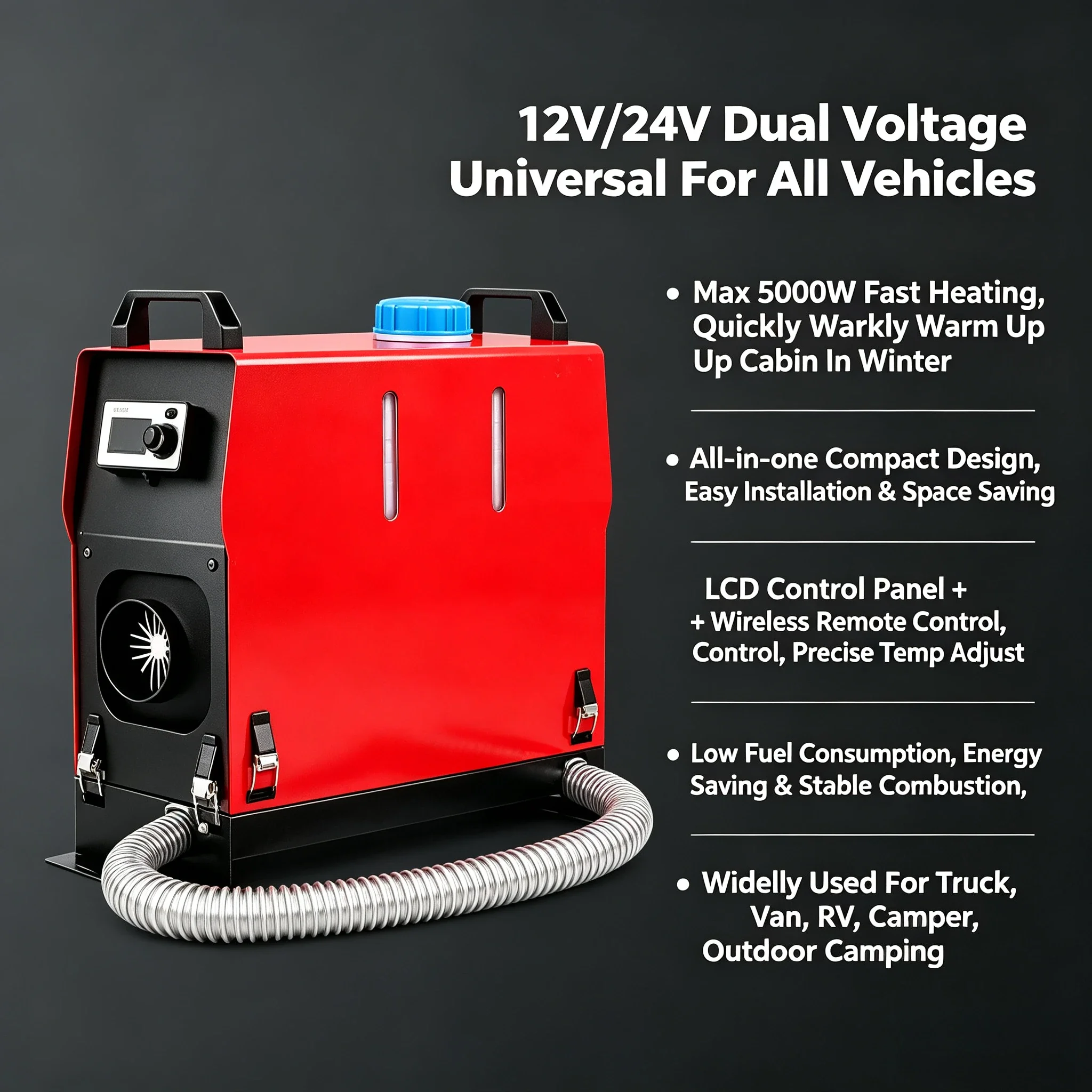12V Integrated Diesel Parking Heater Portable Fuel Heating Equipment Suitable For Vehicle And Indoor Heating Use