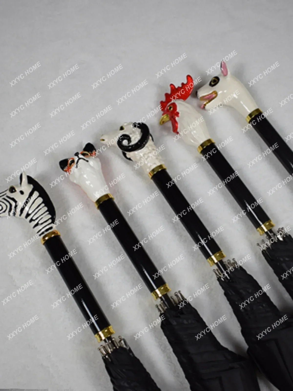 Skeleton fully automatic high-end long handle personalized trend straight umbrella dual-use