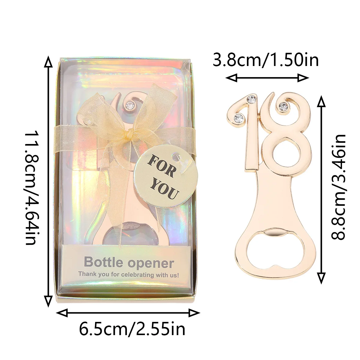 10PCS 18th Design Silver Bottle Opener Birthday Anniversary Gift Digital 18 Metal Beer Openers Party Giveaway Gift For Guest