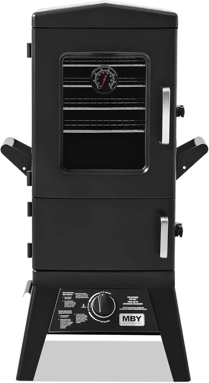 Outdoor Propane Smoking, Heavy Duty Design, Weather-Resistant, 4-Rack, Temperature Control
