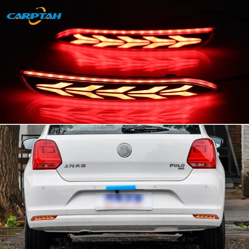 Car LED Rear Bumper Lamps For VW Volkswagen polo 2014-2018 Brake Light Turn Signal Backup Reflector Lamp Reverse Fog Taillights