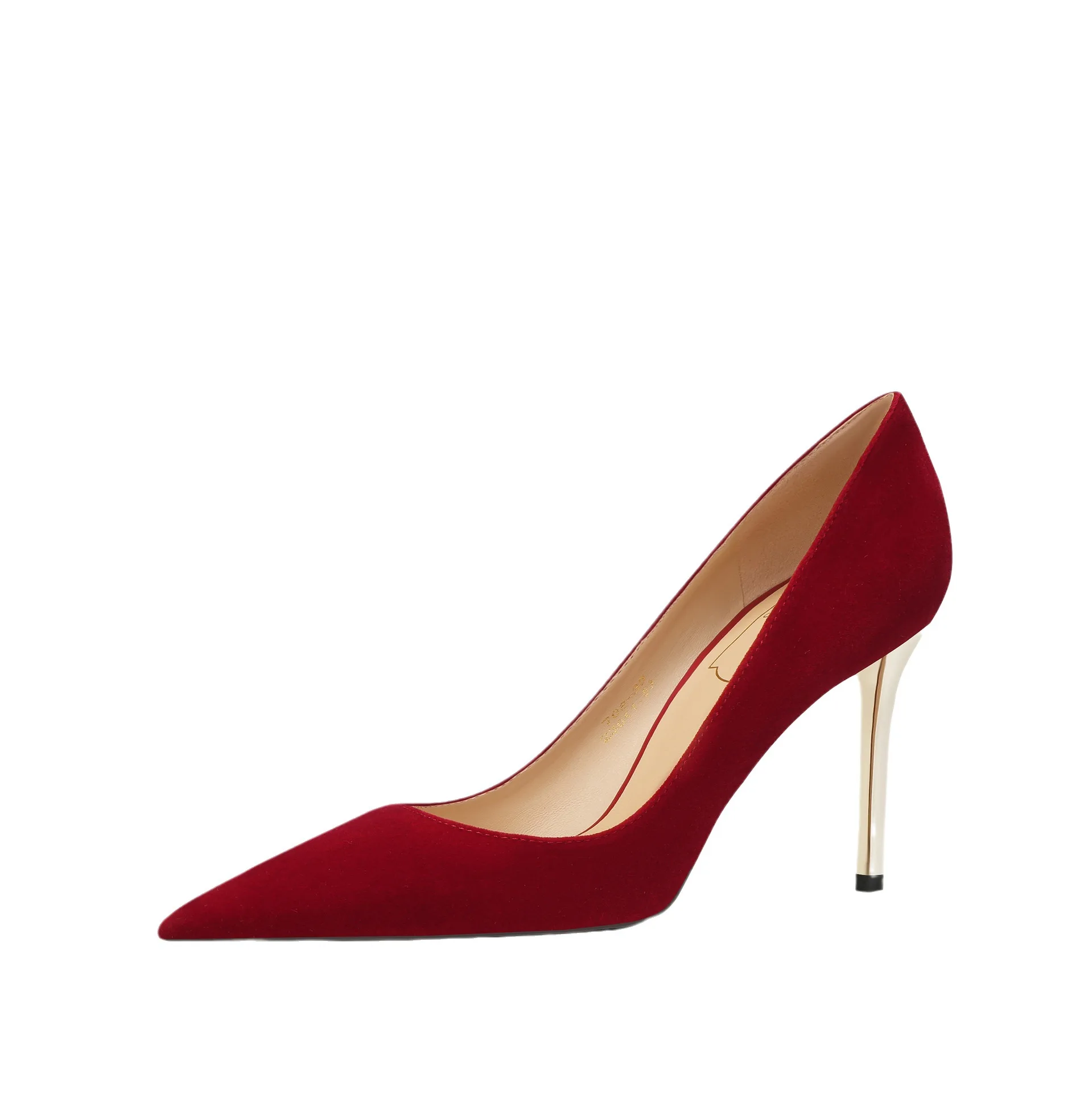 30 zapatos de boda vestido de novia dos prendas de piel de oveja zapatos de novia de compromiso tostado chino tacones altos rojos mujeres Chaussures Femme Été