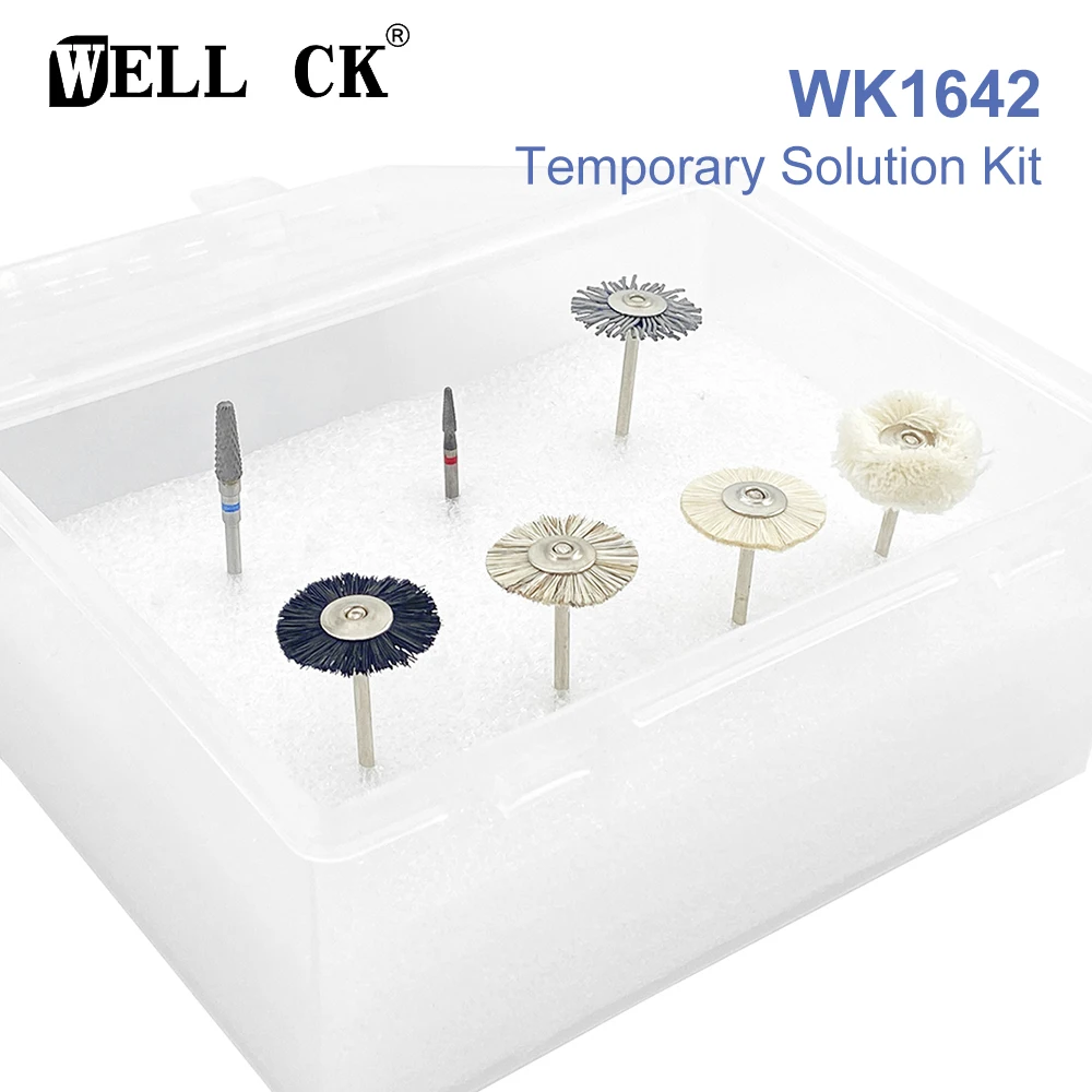 

WELLCK 7Pcs/Kit Dental Lab HP Polishing Kit WK1642 Temporary Solution Kit Dentist Tools