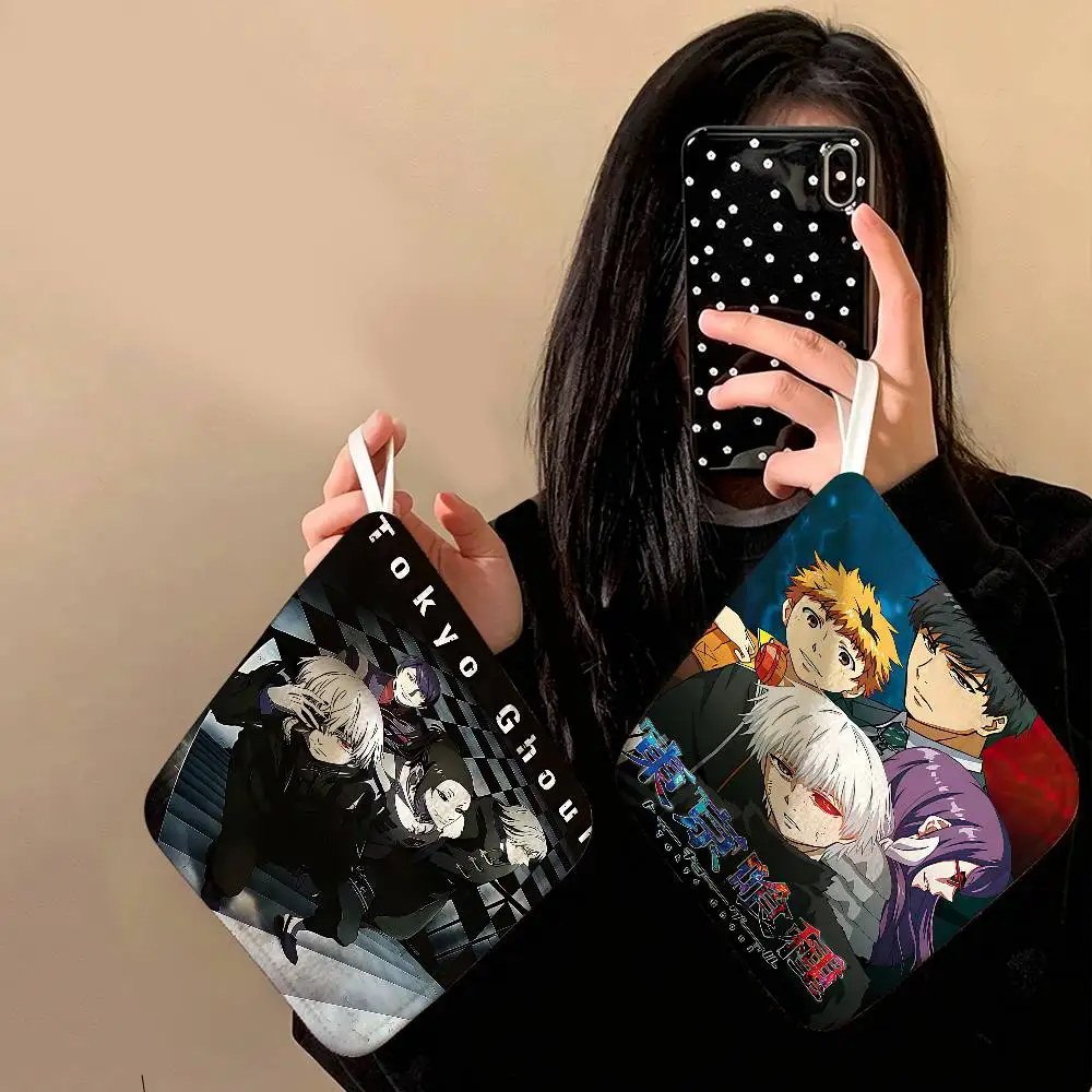 Popular Anime T-TokyoS G-GhoulS  Hanging Kitchen Towel, Polyester Cotton Material, Wear Resistant Hand Wiping Towel for Home