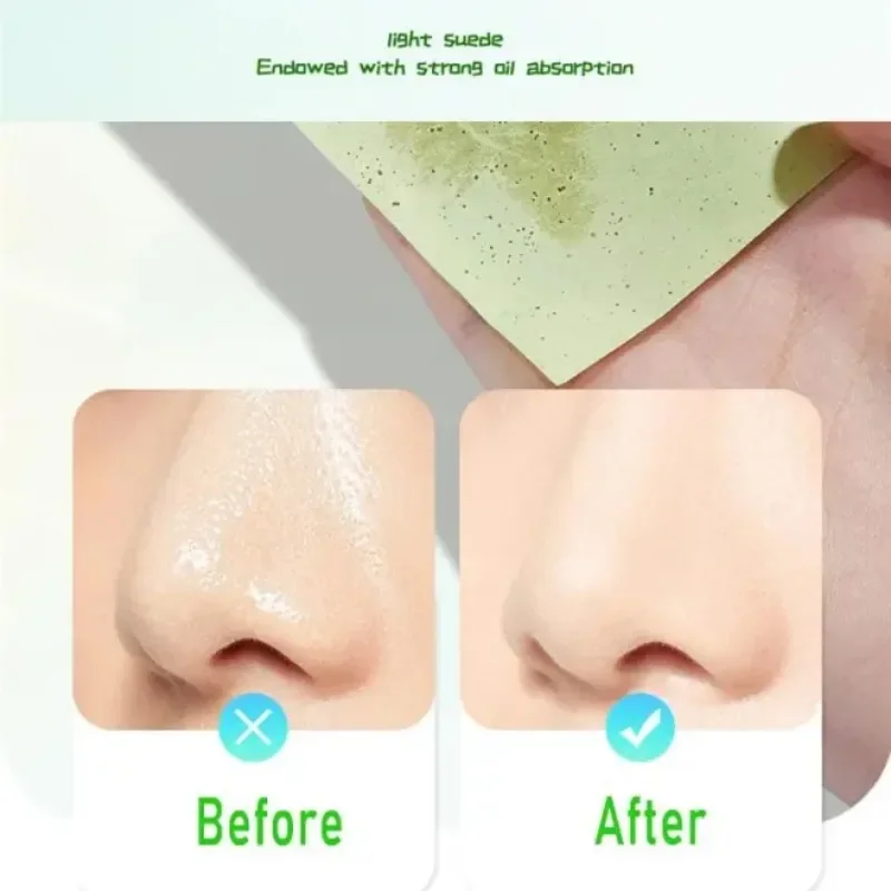 Papel Facial Premium portátil para el cuidado de la piel, herramienta de maquillaje para eliminar tejidos absorbentes, Control de aceite de té verde, 100 piezas