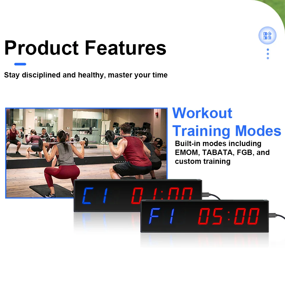 Digital Gym Timer Countdown Clock Wall Mounted LED Sports Training Clock Crossfit Gym Fitness Training Timer with Remote Control