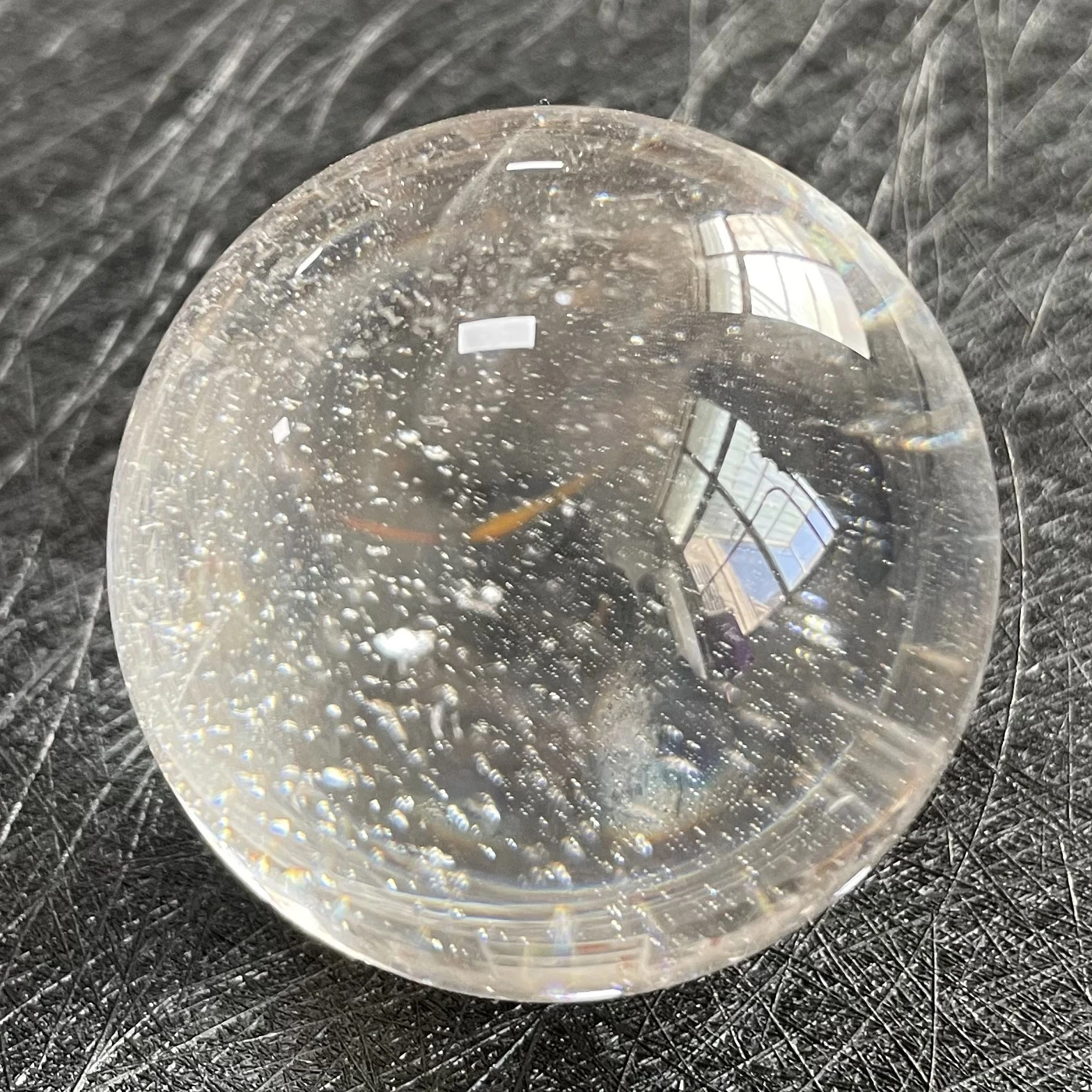 149g Natural Stone Clear Quartz Crystal Ball Rainbow Sphere Polished Rock Reiki Healing B663