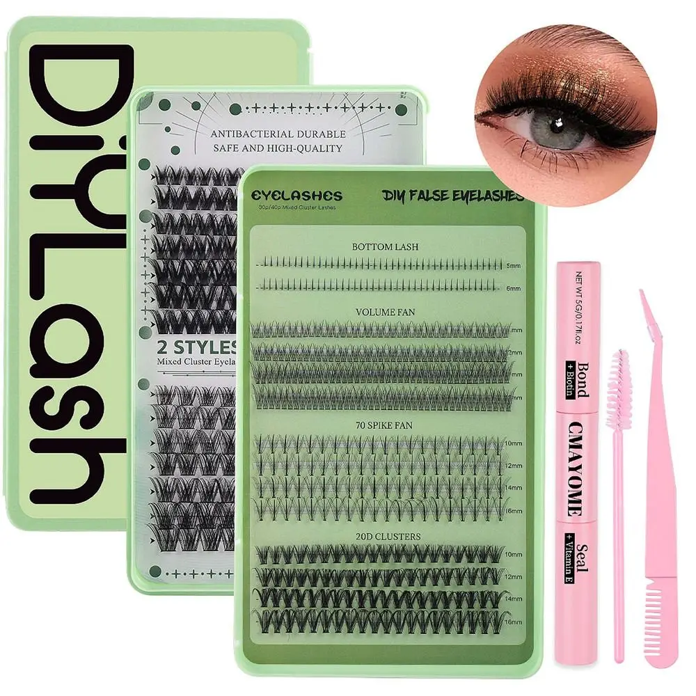 

5-16mm Mixed Lash Clusters Kit 551Pcs Self Application at Home Individual Lashes Kit DIY Eyelash Extension