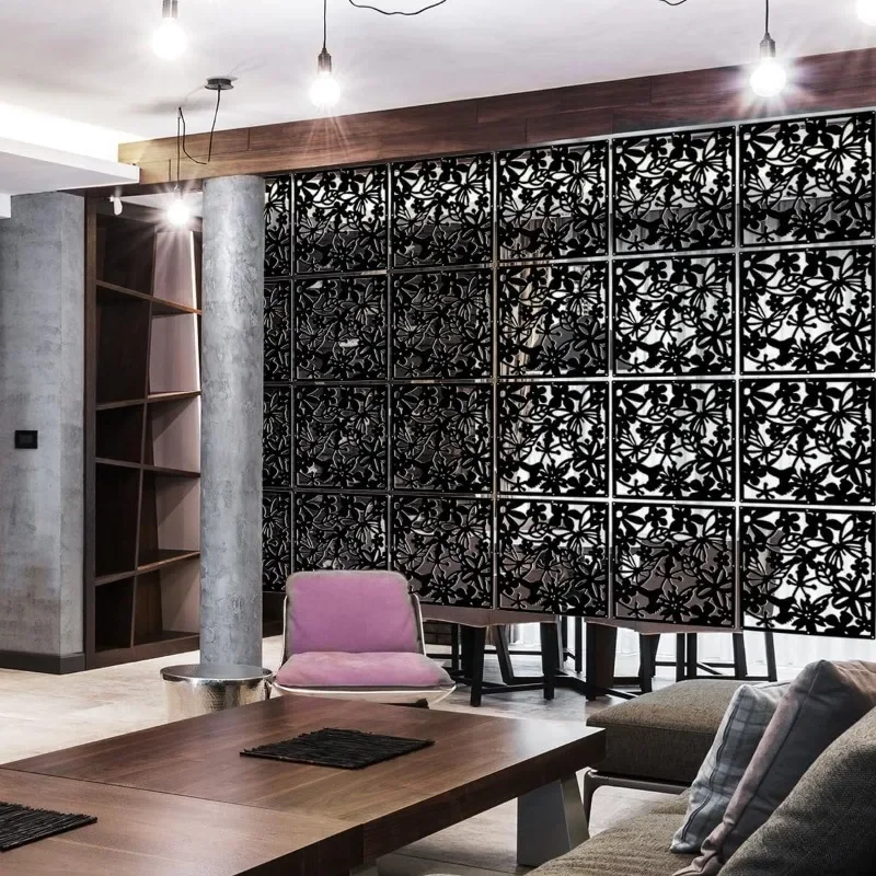 

Hanging Room Divider,24 Pieces PVC Screen Partition Panel with Butterfly Flower Bird