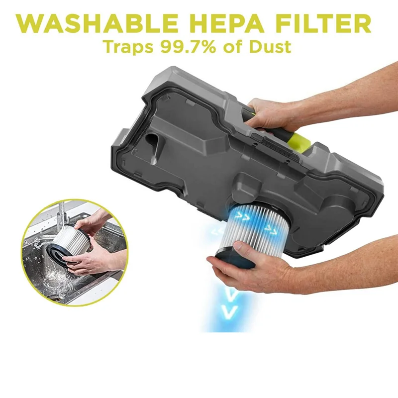 LITE-2 Pack Ryobi استبدال فلتر المكنسة الكهربائية لـ Ryobi 18V ONE + المكانس الكهربائية الرطبة/الجافة PCL733، PCL734، P3240