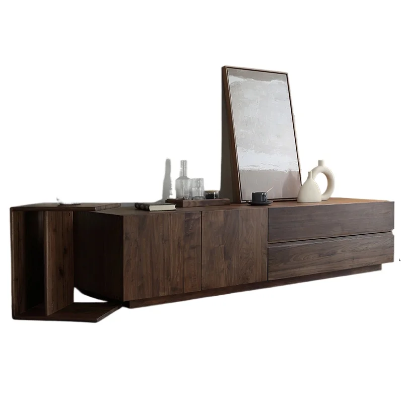 

Nordic all-solid wood TV cabinet combination, North American black walnut small apartment living room furniture moder