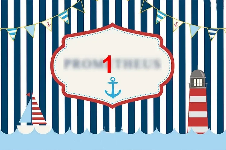 custom nautical sailor sailboat navy flag ship striped background  High quality Computer print party backdrop