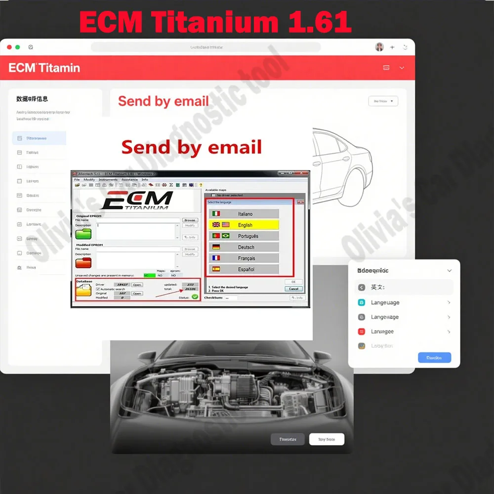 

Hot ECM TITANIUM 1.61 Car accessories With 26000 + Driver ECM 18259 + Drivers for obd2 scanner ecu tool Send link for windows 10