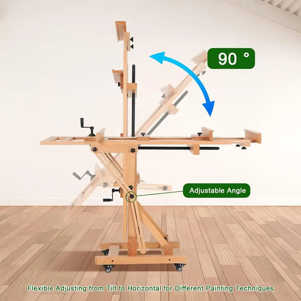 Adjustable Art Easel for Painting and Whiteboard Use in Light Brown