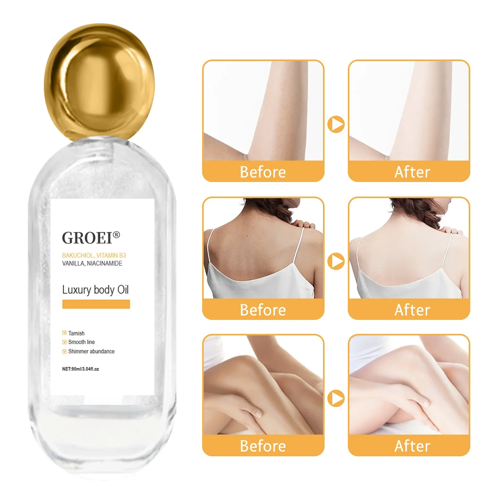 90ML Body Shimmer Oil Liquid Highlighter Body Contour Brightening Makeup Long Lasting Whitening Sequin Moisturizing Highlight