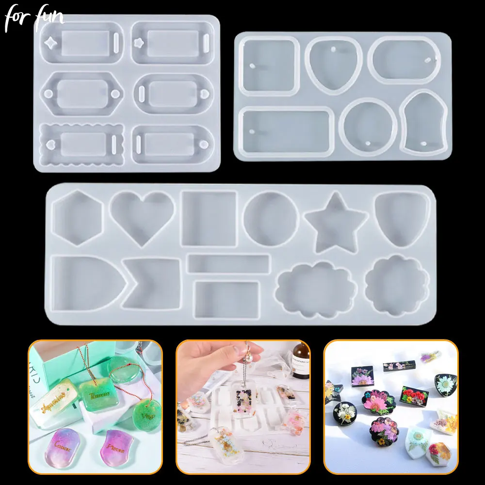 

For Fun Silicone Mold for Keychain Epoxy Resin Molds Rectangle Crystal Pendant Jewelry Crafts Making Mould DIY Decoration