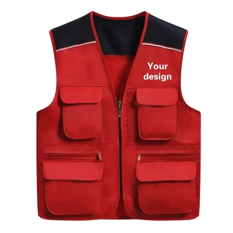 Outdoor Men's Multi Sleeveless Pocket Fish Jacket Print Logo Customization Personalization Camping Sleeveless Vest Photography