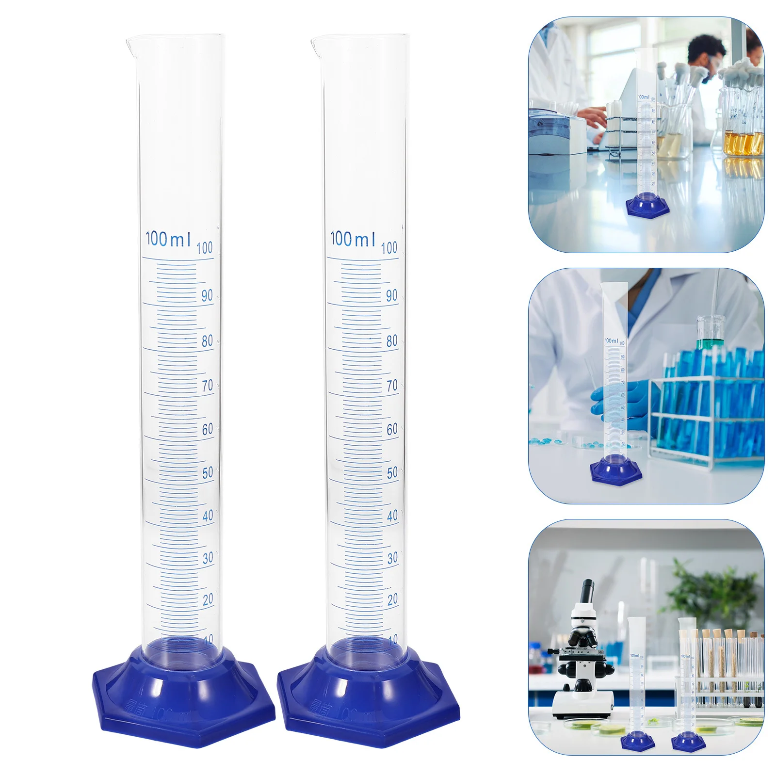 

4Pcs Glass Graduated Cylinder 100ml Thickened Wall Round Base Anti-Fall Laboratory Measuring Cylinders Chemistry Equipment