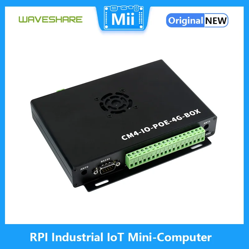 

RPI Industrial IoT Mini-Computer Based On Raspberry Pi Compute Module 4(NOT Included),PoE,5G/4G,Metal Case,Cooling Fan