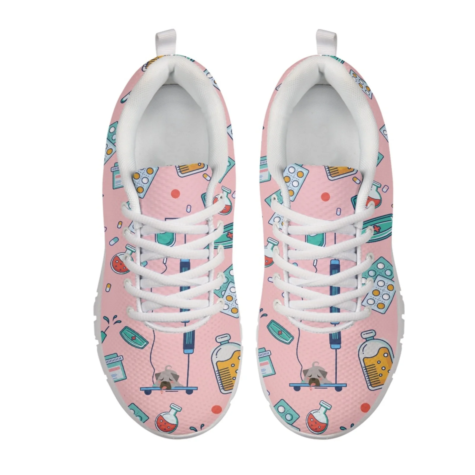 Coloranimal Medical Elements Women Sneakers Casual Breathable Mens Lace Up Athletic Trainers for Training