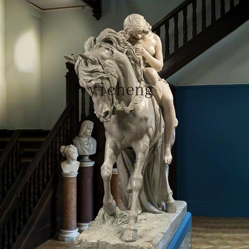 LYY marble riding woman statue making exhibition hall handicrafts bronze sculpture ornament