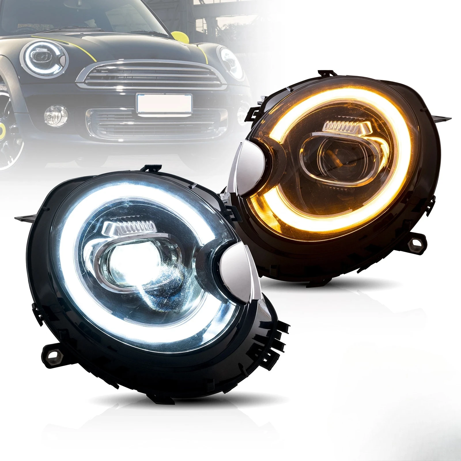 2X Car Startup Animation LED Headlights For Mini Cooper R55 R56 R57 R58 R59 2007-2015 Front Headlamp Assembly