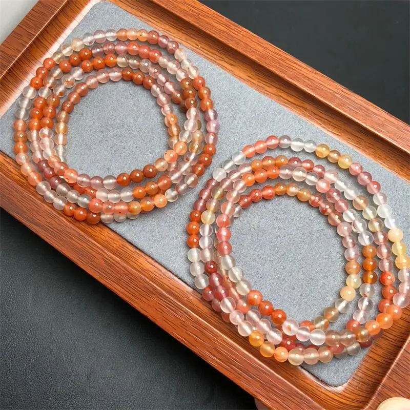 

4.5MM Natural Nanhong Agate Bracelet Women Stud Candy Assort Colored Carved Nine Tails Fox Beaded Crystal Healing Jewelry 1PCS