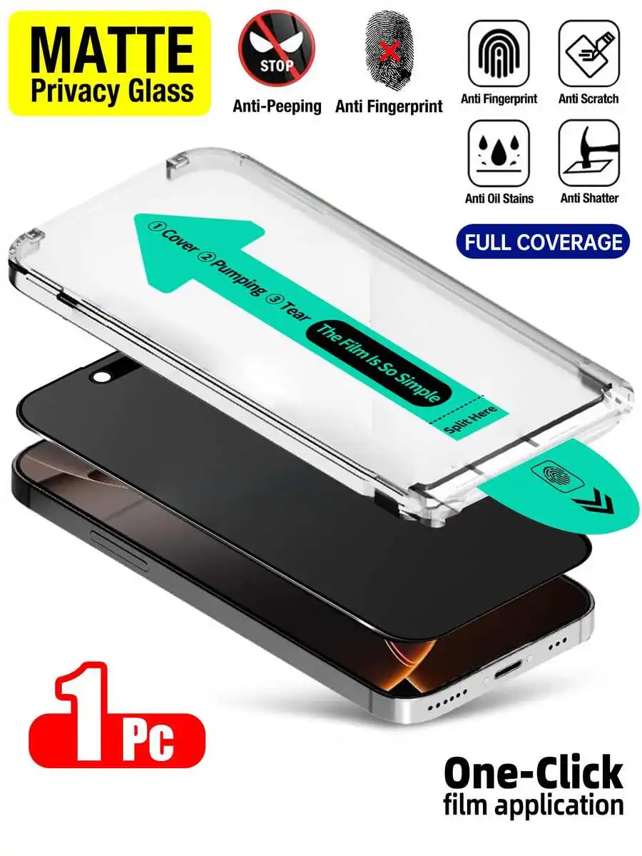 1 قطعة واقي شاشة من الزجاج المقسى غير اللامع مضاد للنظر متوافق مع آيفون 17 برو ماكس/17 برو/17 اير/17/16 برو ماكس/16 برو/16