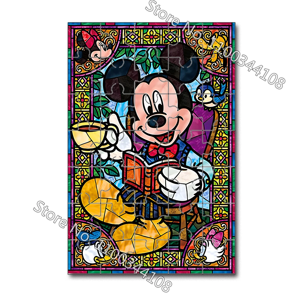 35 Pieces Disney Cartoon Characters Puzzles Big Hero Lilo Stitch Mickey Mouse Jigsaw Puzzle for DIY Children's Educational Toys