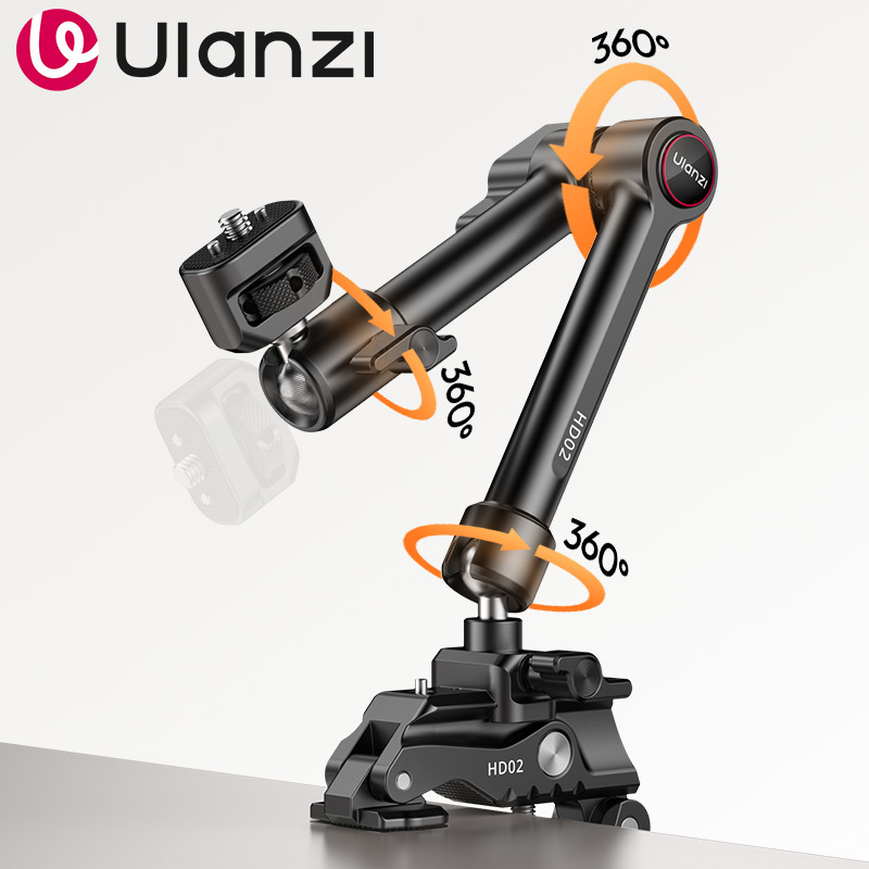 Ulanzi HD02 Super Clamp with 360° Mini Ball Head Quick Release Clamp Bracket Tripod Mount 1/4 Screw Clip for DSLR Camera Gopro 