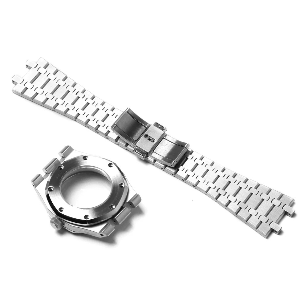 Pulseira para relógio de vidro safira, aço inoxidável, acessórios para relógios movimento, 41mm, NH35, NH36, 4R36