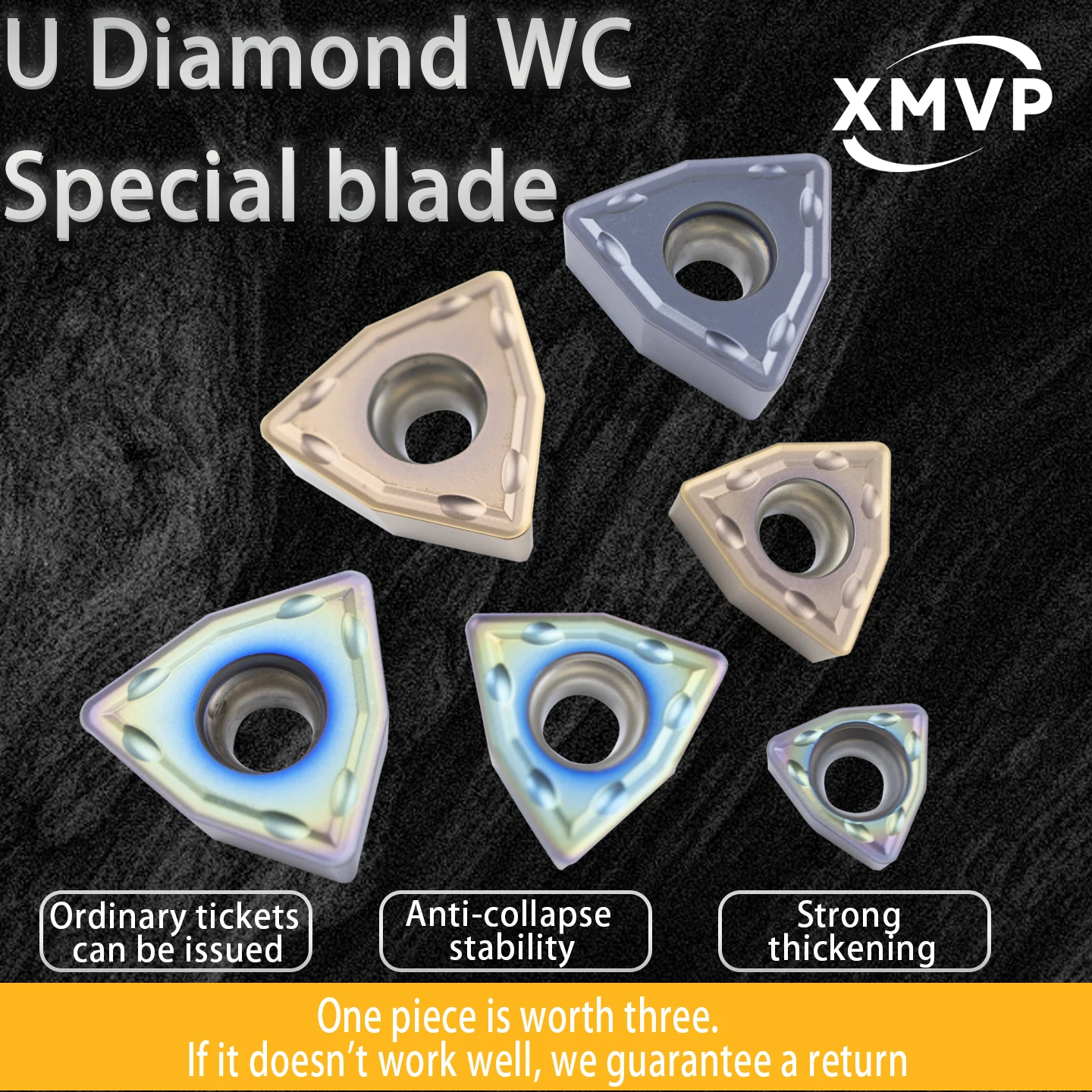 

U-drill special blade wc violent drill peach-shaped CNC tool grain wcmx030208 high-standard aluminum tool head triangular