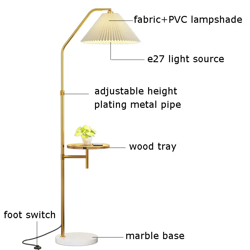 Nordic światła podłogowe Led Design stojak lampa Sofa do salonu oprawa sypialnia dekoracja nocna oświetlenie domu tkanina abażur złoty