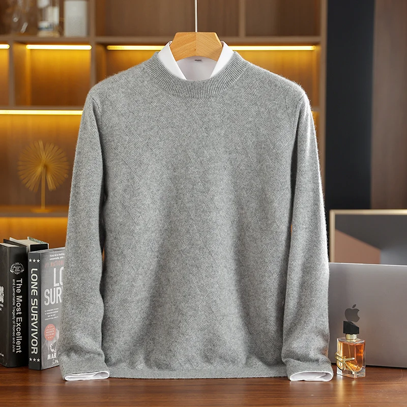 2025 nuevo suéter de cachemira para hombre Otoño Invierno 100% suéter cálido de cachemira suave y cómodo jersey de punto camisa Base