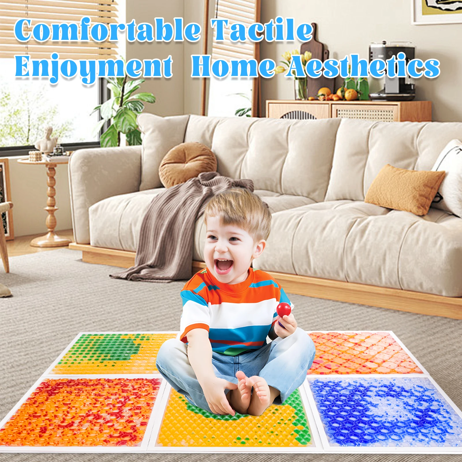Azulejos sensoriais flor atraentes para jogos de percepção de cores, telhas sensoriais texturizadas, piso, sala sensorial, 6 peças