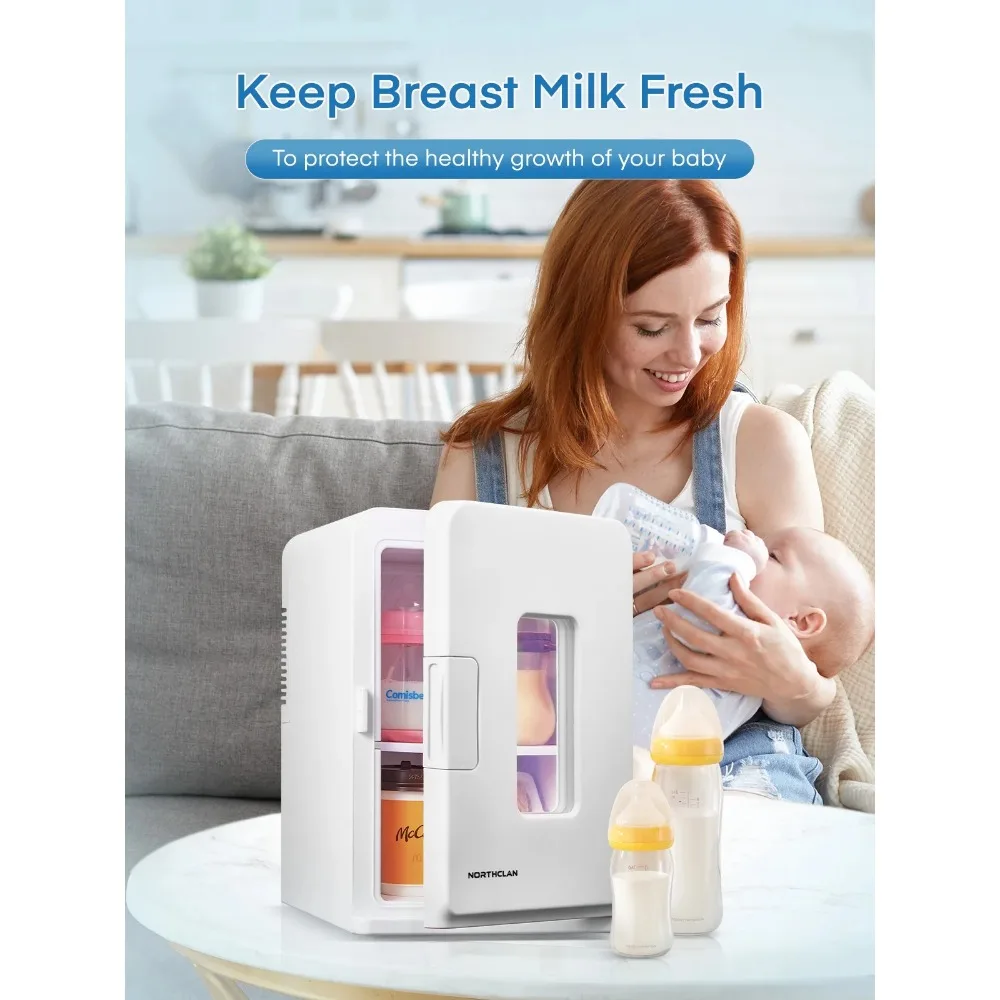 15L Mini Fridge for Bedroom, 15 Litre/21 Cans Refrigerator, Small Fridge for Office and Car, White