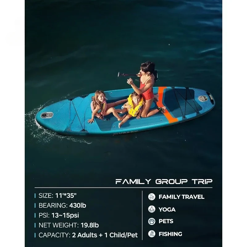 Fishing/Family Inflatable Paddle Board, Extra Wide SUP Paddleboard Inflatable, Stable Stand-Up Paddle Board Kayak seat