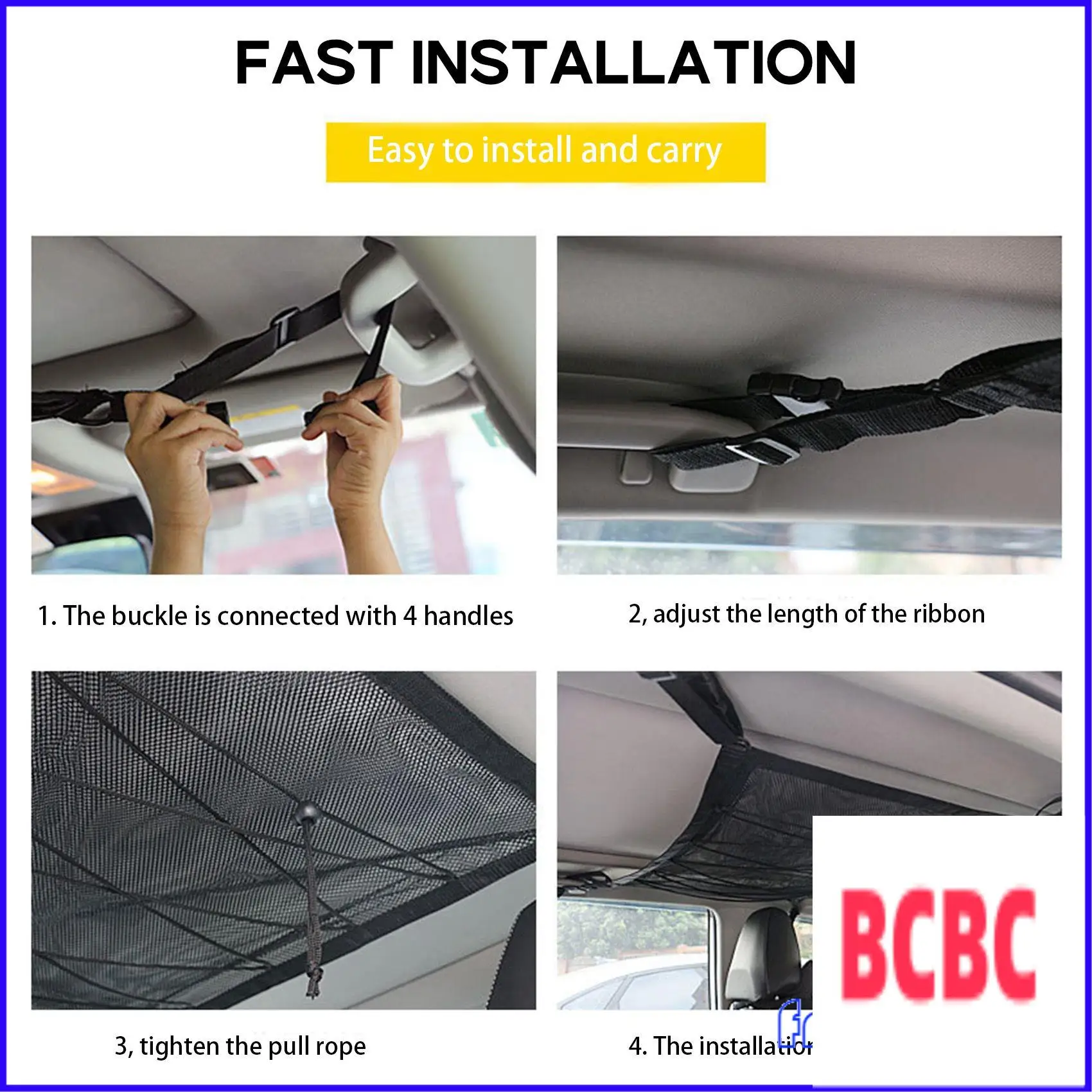 BB-Car Deckenaufbewahrungsnetz, Tasche, Dach, Innenraum, Gepäcknetz, Tasche, Kofferraum, Aufbewahrungstasche, Kleinigkeiten, Aufbewahrungsorganisator, Schwarz