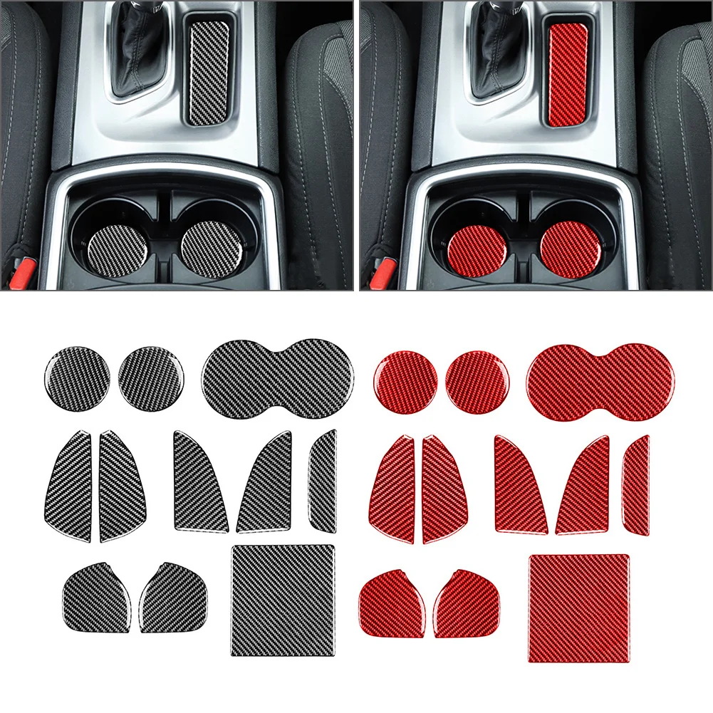 11Pcs LHD Car Inner Door Slot Mat Water Cup Pad Panel Cover Trim Carbon Fiber Pattern Decorative For Dodge Challenger 2015-2023