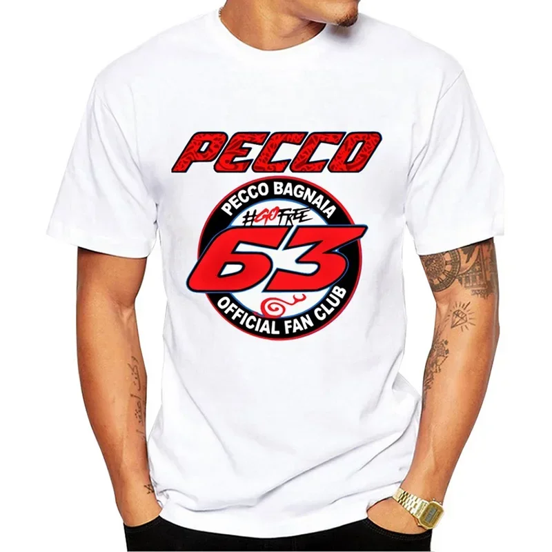 Pecco Bagnaia 63 Boys' Classic T-shirt, Motorcycle World Champion Informal Top, Harajuku, Sports, White Couple Wear