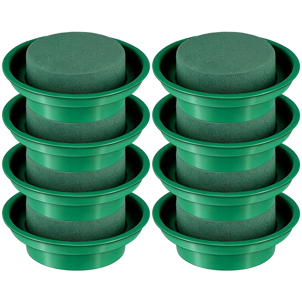 

8 Pcs Round Floral Blocks High Density Green Water Absorb Flower Arrangement Supplies DIY Planters Vases Flower Pots