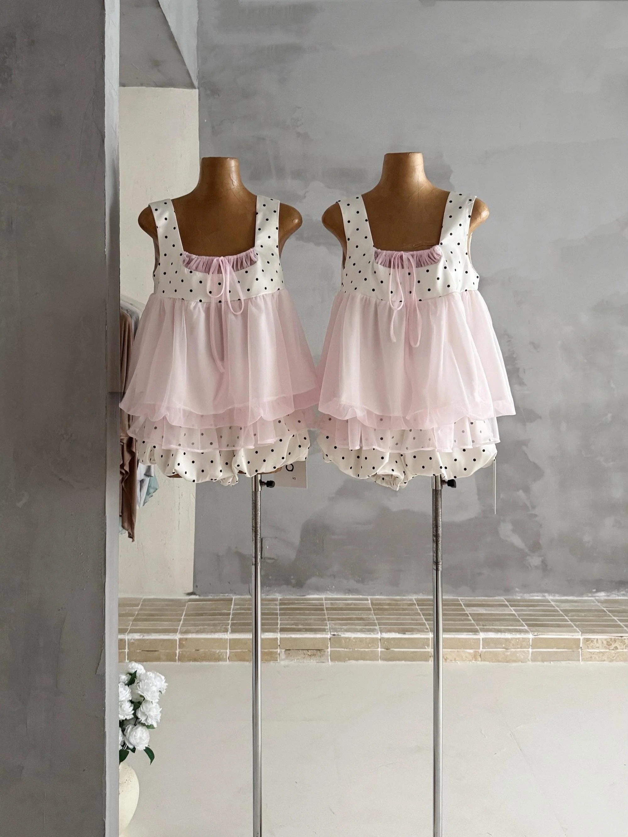 

Cute Doll Sensation Flower Bud Vest A-Line Sleeveless Polka Dot Skirt Pants Set Women's Fashion Summer Outfit Short ...