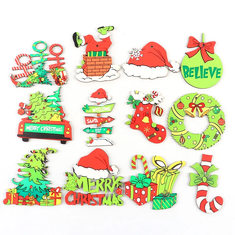 

(12pieces/bag)4.42-7.86CM New Year's Green Atmosphere Christmas Tree Pendant Room Match with Festival Celebration Match Design S